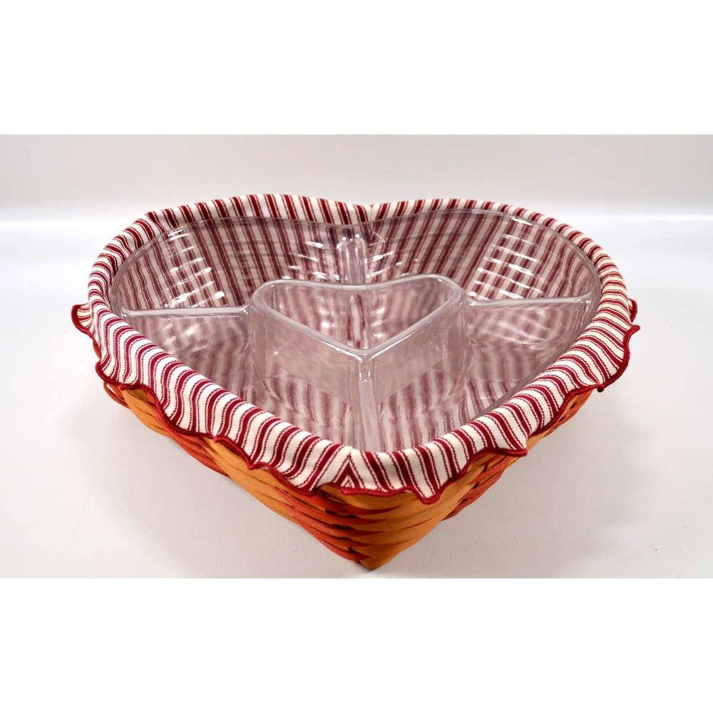Longaberger 1999 Sweetheart Love Treasures Basket Cloth Liner 2 Clear Protectors